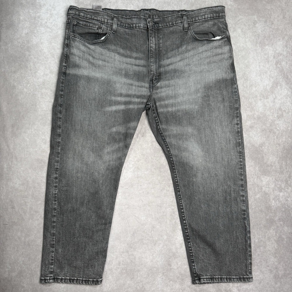 Levi's 502 Regular Fit Black Grey Wash Denim Jeans Men's W44 L24.5